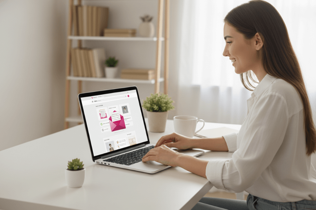 Woman Creating an Online Love Letter